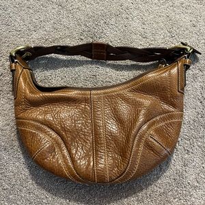 COACH brown leather small hobo purse